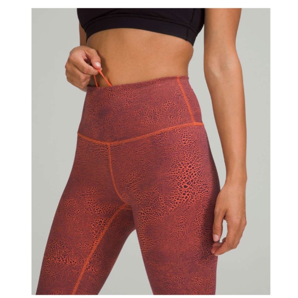 LULULEMON Wunder Train HR Crop 23” Crackle Glaze Vintage Orange Larkspur Size 2 - Picture 2 of 11